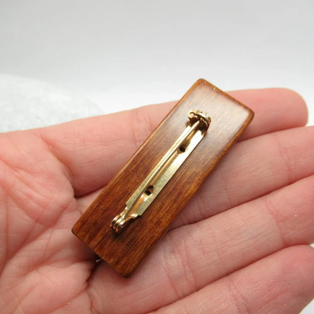 Wood Inlay Brooch